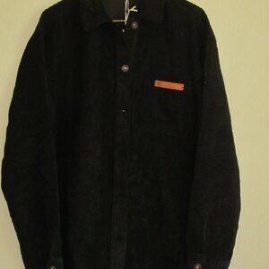 Oversized Corduroy Button Down Shacket in Black by LA MIEL-Lightweight